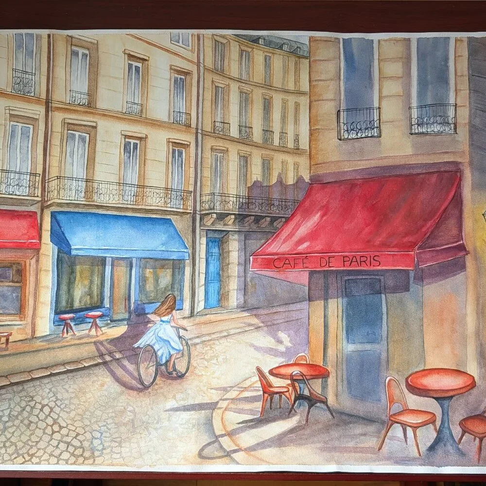 Café de Paris - Large Original Watercolor Painting (29"x21") - Parisian Street - Picture 8 of 9
